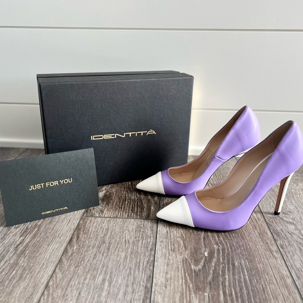 Brand new IDENTITA purple/white 100mm heels